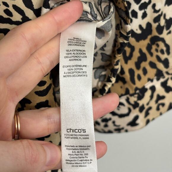 Chico’s Wrinkle-Resistant Leopard Print Tie Top - Size 1 (M) - Picture 6 of 8